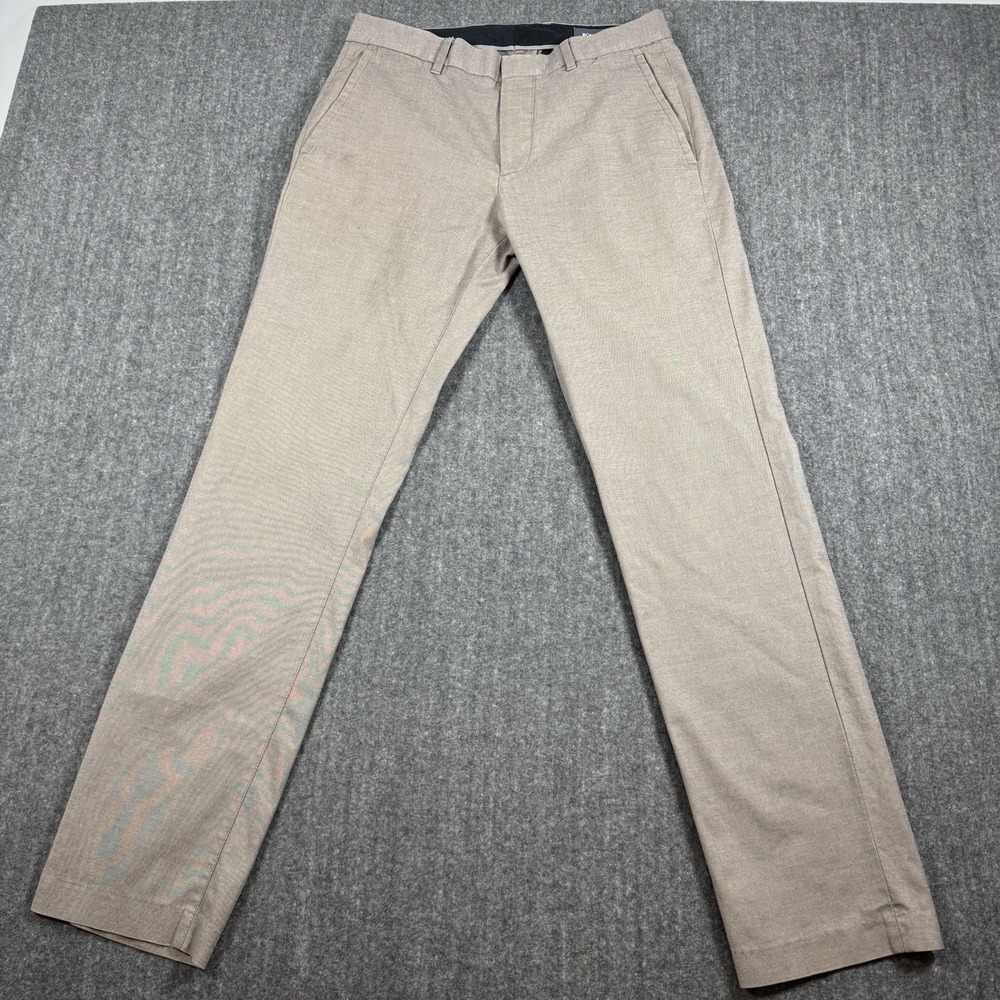 Bonobos Men's Thursday Pants 30x32 Slim Fit Gray Brown Dress Chino Trousers